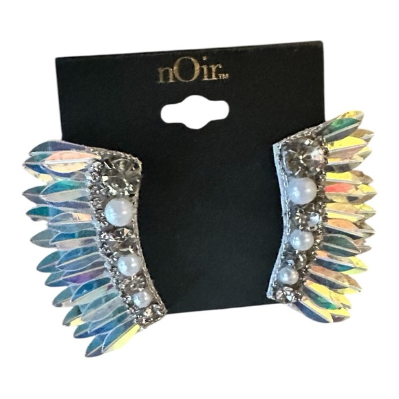 nOir Holographic Wing Statement Earrings - Picture 5 of 6